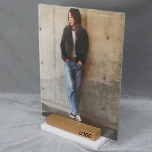 Deluxe Clothes Shop Display Acrylic display wood menu Sign Board photo booth prop sign holder ps with White Acrylic Plywood Base