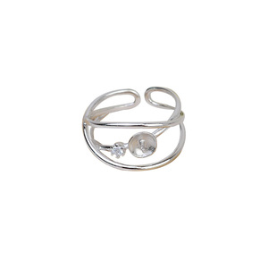 Bague ouverte en argent S925 pour femme, taille réglable 6-8, perle, accessoires de bricolage, support vide, composants de bijoux, 169 - Product Image 5