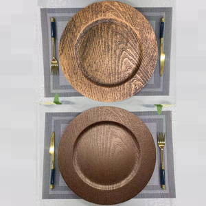 13" Round Faux <strong>Wooden</strong> Charger <strong>Plate</strong> Antique Plastic <strong>Plate</strong> Bulk Wedding Charger Service for Dinner <strong>Plates</strong> Elegant Decor Place - Product Image 1