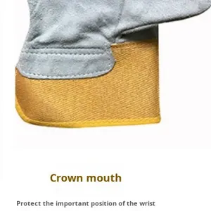 ZHENGYI PROTECT estilo occidental Full Palm cuero de vaca resistente al calor guantes de seguridad amarillos para hombres y mujeres 1,0 MM de espesor - Product Image 3