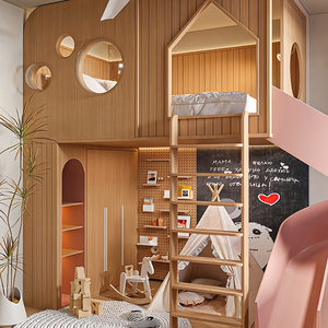 <span class=keywords><strong>Letto</strong></span> a Castello JS in Stile Legno Naturale, Unisex, Multifunzionale, in Legno Massello <span class=keywords><strong>per</strong></span> <span class=keywords><strong>Cameretta</strong></span> Bambini con Armadio e Libreria - Product Image 3
