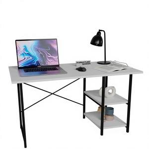 Bureau de travail portable, durable, avec étagères, en panneaux de particules, structure métallique, en bois, écologique, spacieux, multifonctionnel, gain de place - Product Image 1