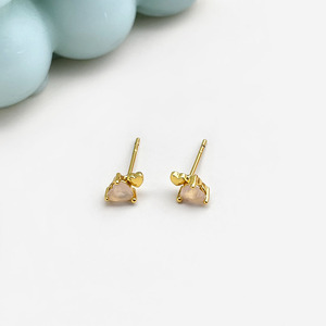 2026 Summer Cute <b>Small</b> Pink Cubic Zirconia 18K Gold Plated Heart <b>Stud</b> Earrings for Women - Product Image 5