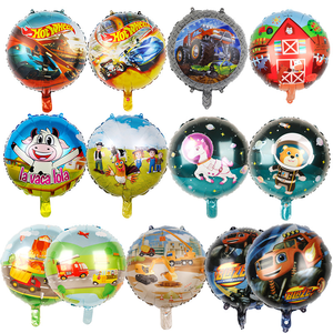 Ballons en feuille de 18 pouces sur le thème du paradis des animaux de dessin animé, <span class=keywords><strong>train</strong></span>, excavatrice, décoration de fête d'<span class=keywords><strong>anniversaire</strong></span> pour les fêtes d'enfants, fête des mères, Pâques - Product Image 1