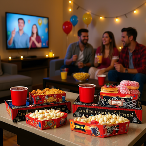 24 plateaux combinés pour soirées cinéma, supports en papier pour aliments et boissons, motif cinéma, pour anniversaires, fêtes et événements. - Product Image 2