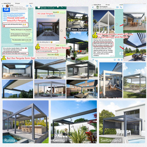 Auvent de patio moderne rétractable en aluminium pergola motorisée automatique pour l'extérieur avec couverture murale pergola en <span class=keywords><strong>bambou</strong></span> - Product Image 4