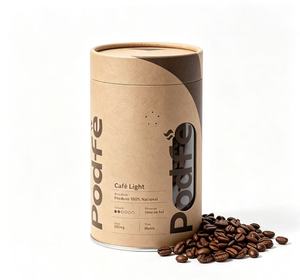 Eco-Friendly Kraft Paper Coffee Tube With Open <b>Window</b> Recyclable Cylindrical Canister For Coffee Beans Storage - Product Image 1