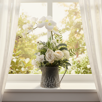 Nordischer Stil Hochwertige Künstliche Blumenarrangements im Eisentopf für Hochzeit, Heimdekoration, Weihnachten, Abschlussfeier, Muttertag