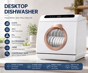Lave-vaisselle de comptoir pour 8 couverts avec capacité de 75 ° Sèche-cheveux à air chaud PTC haute température C Double 360 °   Pulvérisation et décharge automatique des scories - Product Image 5