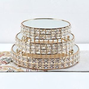 <b>Crystal</b> <b>Mirror</b> Metal Cake Floor Flower Stand for Wedding Decoration - Product Image 1
