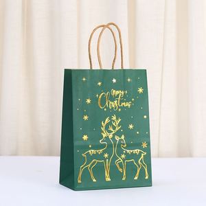 Luxury Eco-friendly Classic Kraft Paper Gift <b>Bag</b> with Custom Digital Printing and Hot Stamping for Christmas Party Packaging - Product Image 2