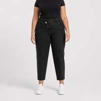 Jeans fuselés courts noirs taille haute pour femmes grandes tailles, en denim, taille US, OEM ODM, vente en gros