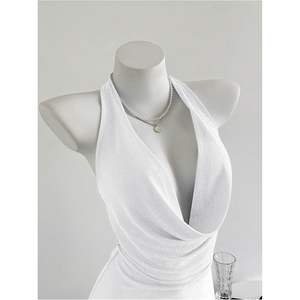 Vestido Mini Bodycon Halter Brillante Personalizado para Mujer, Vestido de Cóctel de Satén Tipo Lápiz con Cintura Natural y Sin Mangas - Product Image 3