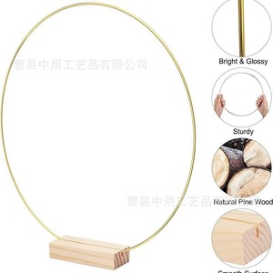 Creative Metal Wreath Iron Ring Artificial Flower Large Circle Wooden Desktop Decoration Ring Wedding <b>Table</b> Centerpiece - Product Image 3