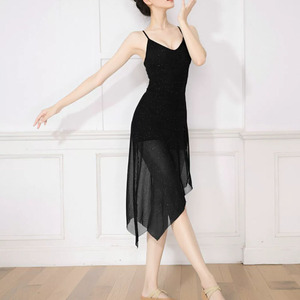 Vestido de baile latino con abertura y brillos para mujer, con sujetador y ropa interior incorporados, sin espalda, disfraz de baile para mujer - Product Image 3