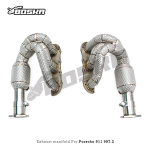 Collecteur d'échappement OEM Boska 3 en 1 pour Porsche 911 997/997.2 Carrera 3.6L/3.8L 2008-2011 SUS304 100/200/300 cellules avec catalyseur - Product Image 6