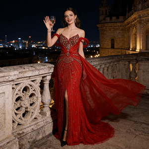 Robe de soirée <span class=keywords><strong>haute</strong></span> <span class=keywords><strong>couture</strong></span> rouge à bretelles, sans manches, moulante, longue jusqu'au sol, avec soutien-gorge intégré, <span class=keywords><strong>corset</strong></span> perlé, amincissante, pour banquet, dîner - Product Image 4