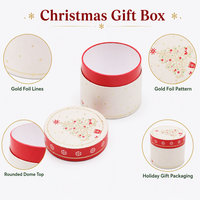 Boîte d'emballage en papier rigide cylindrique avec estampage à chaud doré pour Noël, boîte ronde pour bonbons, biscuits, boîte personnalisée pour chocolat