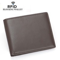 Dompet Kartu Kulit PU Pendek Unisex Ringan dengan Lapisan Poliester Anti-Skimming Anti Maling untuk Pria Inggris