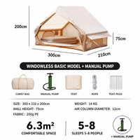 Tente pneumatique gonflable en nylon 300D, 6,3 m², légère, pour 5 à 8 personnes, grand hublot, pompe manuelle et électrique, installation rapide, imperméable