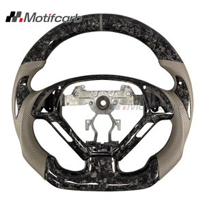 พวงมาลัยคาร์บอนฟอร์จแบบกำหนดเองสำหรับ Infiniti G37 G35 G35S G37S EX37 EX35 Q60 IPL ปี 2007-2014 พร้อมหุ้มหนังแบบเจาะรู - Product Image 1