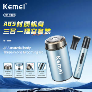 Afeitadora eléctrica Kemei KM-T390, kit de aseo 3 en 1, juego de afeitado rotatorio con carga USB y cabezal flotante - Product Image 1