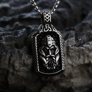 Collier pendentif Viking Odin en acier inoxydable pour hommes, design guerrier vintage, bijoux cadeau - Product Image 2
