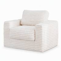Fauteuil simple en velours de luxe, garni d'éponge, version large, design moderne pour salon et hôtel, blanc crème