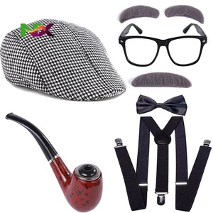 Costume de grand-père à la mode, veste, barbe, nœud papillon, pipe, perruque, accessoires de costume pour la performance - Product Image 2