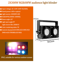 AOPU IP65 COB 300W * 2 Blinder Light Haute Luminosité RGBA WW Splicing LED Audience Light pour Bar Party Wedding Stage Music Show