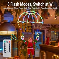 Décoration de Noël Père Noël en parachute, guirlande lumineuse LED en forme de parachute avec Père Noël suspendu, décoration festive intérieure et extérieure