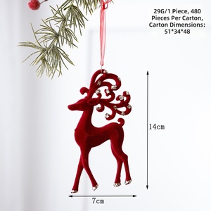 红色植绒圣诞铃铛装饰品，带松枝浆果蝴蝶结挂球吊坠，圣诞家居窗户装饰 - Product Image 4