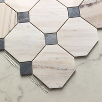 Mosaïque murale de luxe en marbre Calacatta Viola octogonal italien, finition polie, design moderne