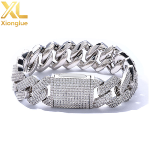 Men's Hip Hop Jewelry 25mm Wide Thick Heavy Bling CZ Iced Out 3 Rows Zircon Rhombus Prong Cuban Link Bracelet - Product Image 2