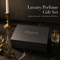 Boîte cadeau miniature en carton rigide recyclable noir mat avec logo personnalisé, 2 pièces, pour flacons de parfum et crème pour le visage