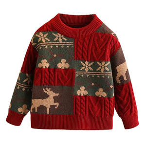 Best-seller <span class=keywords><strong>Pull</strong></span> de Noël jacquard à manches longues et col rond en coton biologique pour bébé - Product Image 1