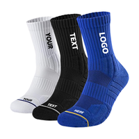Chaussettes de sport personnalisées avec logo bleu, blanc et noir, design tendance, chaussettes de course en coton pour hommes et femmes, chaussettes de sport à la mode