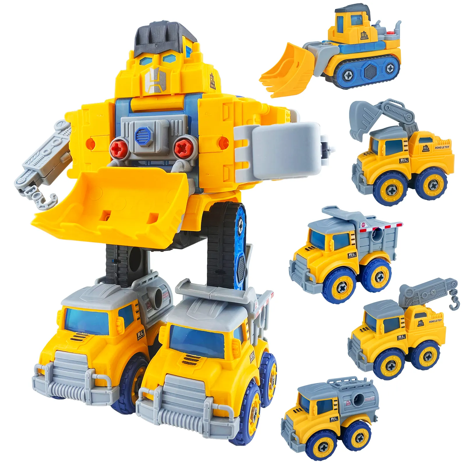 Çin toptan imalatı montaj kamyon Diecast kombinasyonu almak deformasyon çocuklar oyuncak seti mühendislik araçlar Robot oyuncaklar