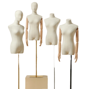 Maniquíes de Mujer para Exhibición de Moda, Maniquí Femenino de Medio Cuerpo <span class=keywords><strong>con</strong></span> <span class=keywords><strong>Brazos</strong></span> de Madera y Material Plástico - Product Image 1
