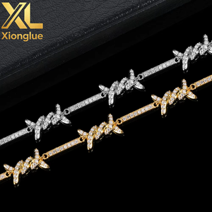 Crystal Thorns Cuban Chain Necklaces <b>for</b> <b>Men</b> Jewelry Hip Hop Spiked Cuban Chain Twist Thorns Barbed Wire Rope Knot Necklace - Product Image 5