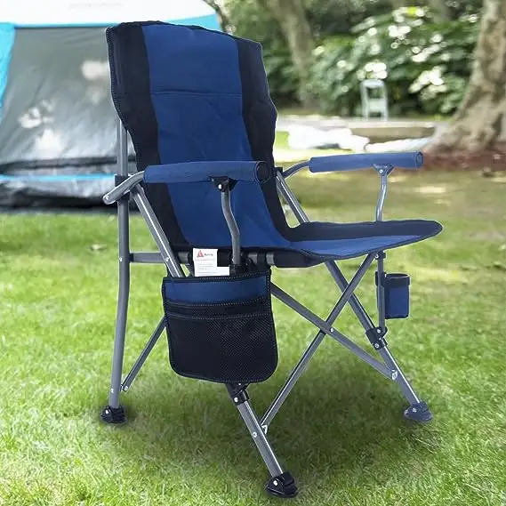 OEM Thicken 600D Oxford Outside Portable Camping Outdoor Folding Lounge Chair With Padded Armrests And Storage Bag