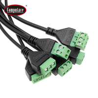 Câble adaptateur audio sans soudure avec bornes à vis 3 broches mâle/stéréo 6,35 mm et femelle, contacts en laiton plaqué or 28-12 AWG