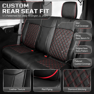 Funda de Asiento de Coche Personalizada para <span class=keywords><strong>Jeep</strong></span> Wrangler JL 2018-2024, Cuero Nappa de Lujo, Impermeable, Fácil de Limpiar, Juego Completo, Directo de Fábrica - Product Image 4