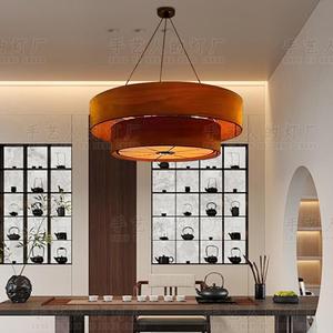 Lustre rond de style chinois E27 couleur chocolat pour restaurant, salon de thé, hôtel, luminaire pour espace privé - Product Image 4
