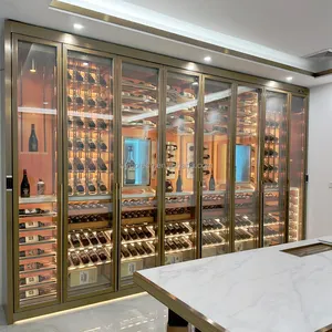 Customized Luxury Home Wine Cooler Cellar Hotel Commercial Wine Cooler Cabinet Refrigerator Guangdong Wine Cabinet Leather Trim