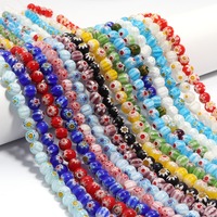 Perles en verre Millefiori colorées à motifs floraux ronds de 6 mm, 8 mm, 10 mm pour la fabrication de bijoux DIY – Vente en gros