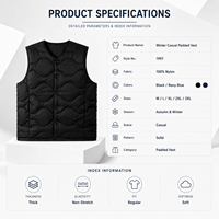 Veste sans manches pour homme pour l'automne, couleur unie, style sportif, polyester/coton, simple boutonnage, rembourrage en duvet