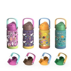 Nueva Botella de Agua Infantil de Acero Inoxidable de Doble Pared de 12 oz con Logotipo Personalizado, para la Escuela, con Tapa y Pajita, 2023 - Product Image 4