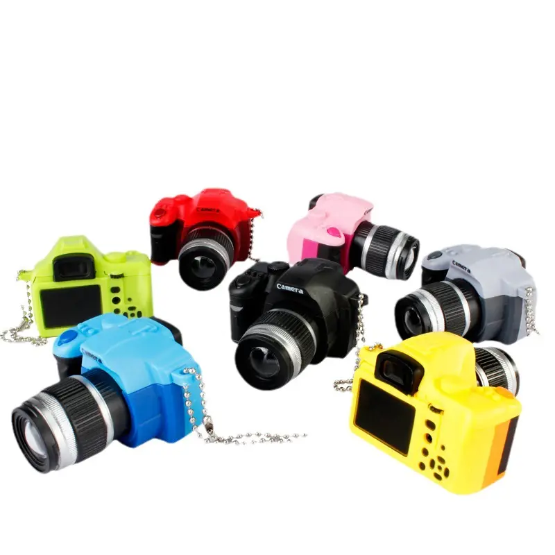 도매 패션 플라스틱 카메라 키 체인 LED 조명 사운드 창조적 인 손전등 미니 카메라 키 체인