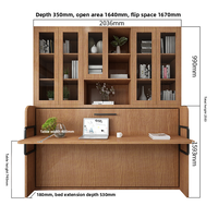 Lit Murphy moderne réglable et rabattable avec bureau intégré pour chambre à coucher, bureau ou chambre d'amis, avec structure métallique